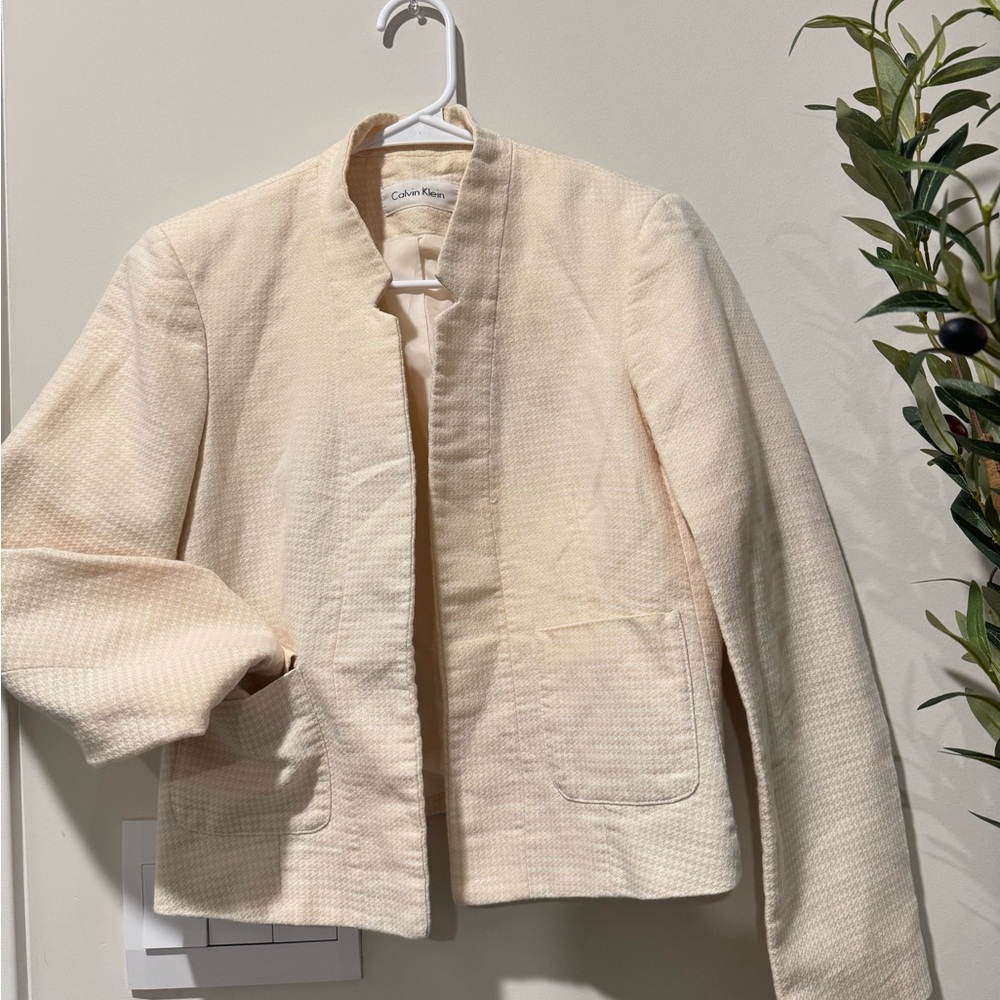 Calvin Klein Blazer Long Sleeve Formal Casual Attire Beige